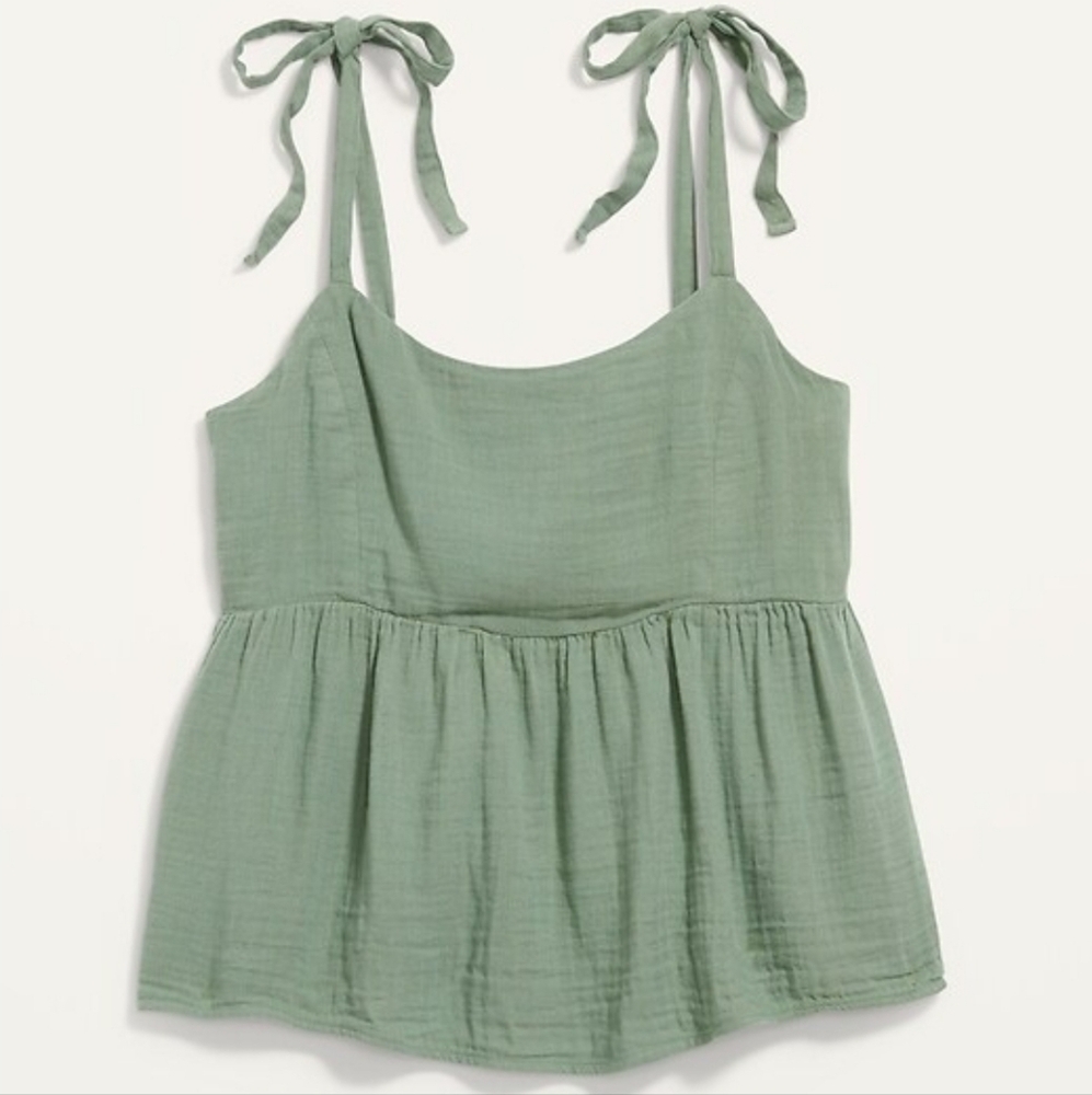 Old Navy Womens Tie-Strap Waist-Defined Swing Cami Tank Top Green Size M